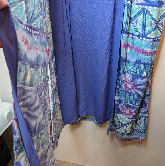 Vintage Two Piece Purple V Neck Maxi Dress Chain Back Colourful Maxi Vest 20W - Picture 8 of 13